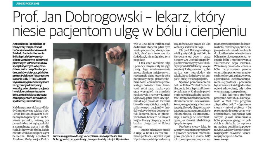 Prof. Jan Dobrogowski - lekarz, który niesie pacjentom ulgę w bólu i cierpieniu