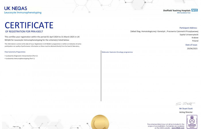 Certyfikat 2024-2025. Lab. no 43017